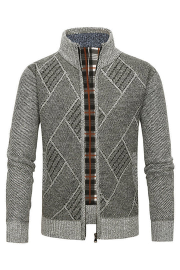 Abrigo holgado gris con cuello alto y cremallera para hombre